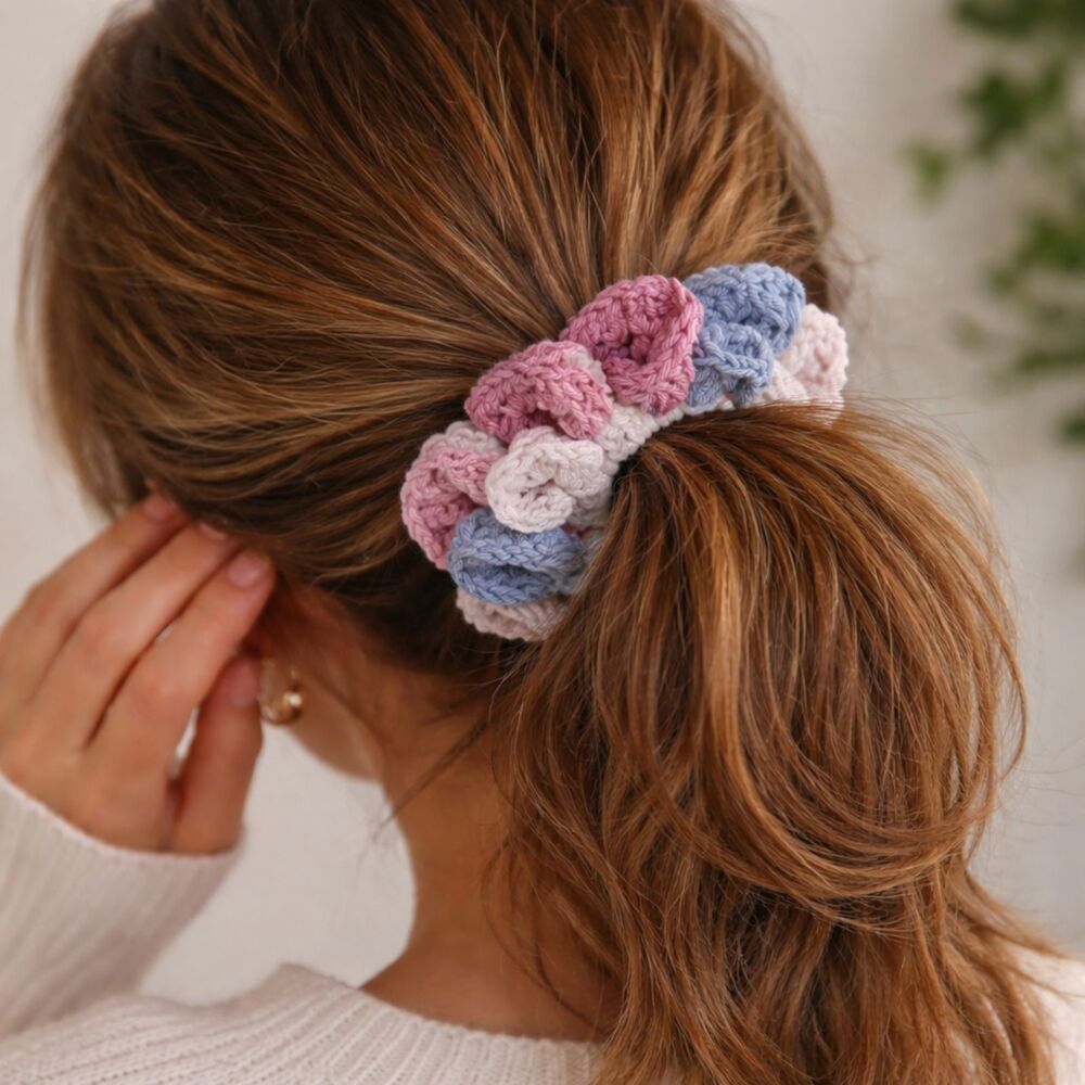 Women  Multicolored Scrunchie and Hair Clip Set Casual Bohemian Style Crochet